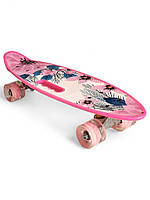Пеніборд круїзер із ручкою Sp-Sport 1407-1 зі світними колесами Pink-Multicolor