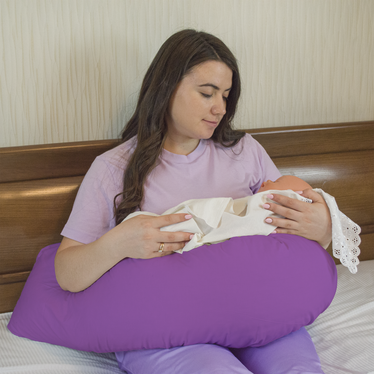 Подушка для всього тіла для сну та відпочинку для всієї родини I-mini 150х32 см Пурпурова