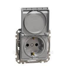 Schneider Sedna Design Розетка 1-а З/К внутр. зі шторками та кришкою IP44 "Sedna Design" Алюміній SDD213024