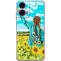 Чохол Силіконовий з Картинкою на Motorola G24 Power (Патріотичний, Дівчинка Українка)