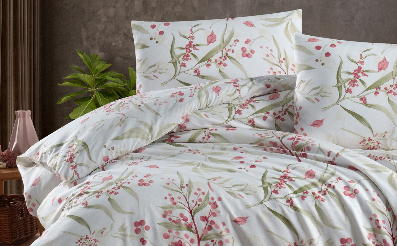 Сімейна Турецька Постільна Білизна First Choice Homesko Tegan Powder (Простирадло на резинці), фото 1