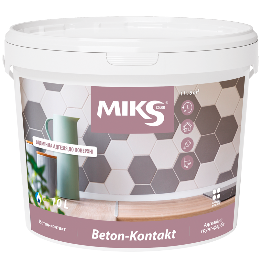 Грунт-фарба бетонконтакт MIKS Beton Kontakt адгезійна з кварцевим піском рожева, 2л