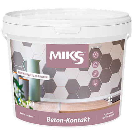 Грунт-фарба бетонконтакт MIKS Beton Kontakt адгезійна з кварцевим піском рожева, 2л, фото 1