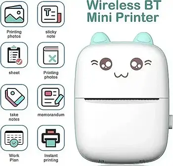 Портативний міні принтер з Bluetooth/Бузковий термопринтер для друку з телефона/бездротовий принтер