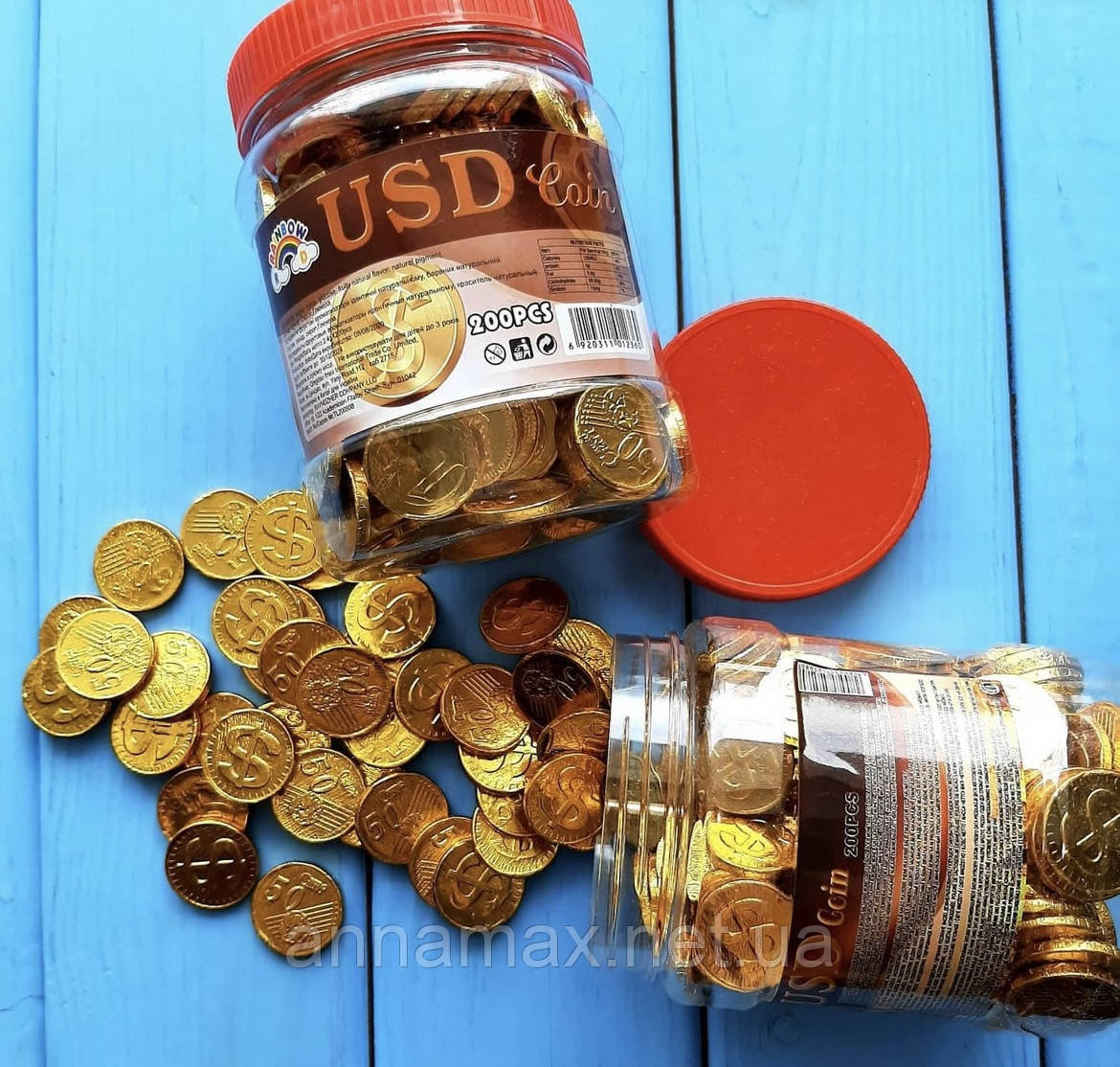 Шоколадні монети USD Coin в банці 200шт, фото 1
