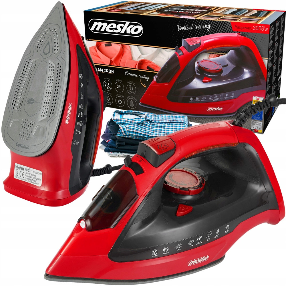 Праска з парою Mesko MS 5031 — 3000 Вт, керамічна підошва, Польща