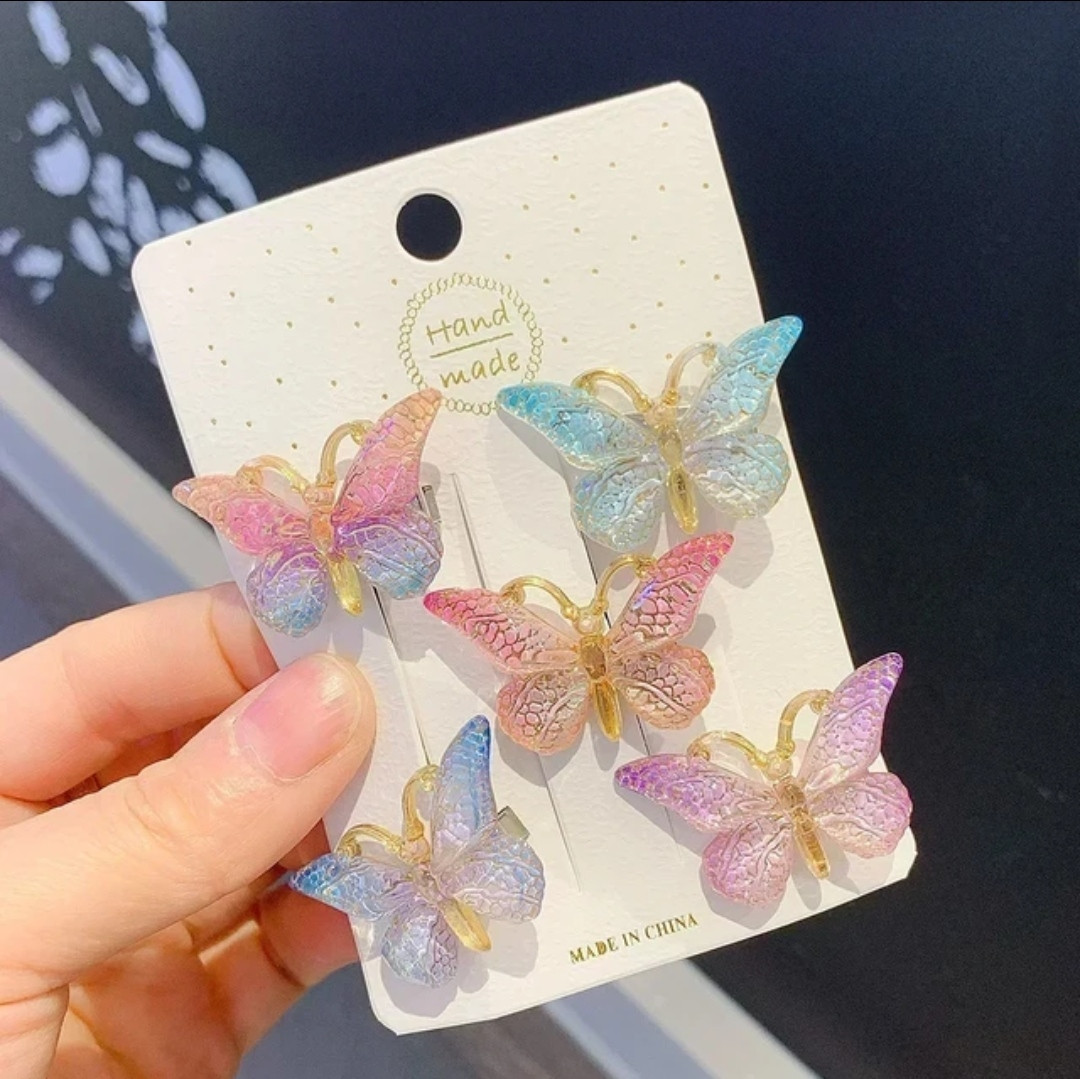 Дитячі заколки для волосся "Метелик" 5 шт 3 кольори, фото 1