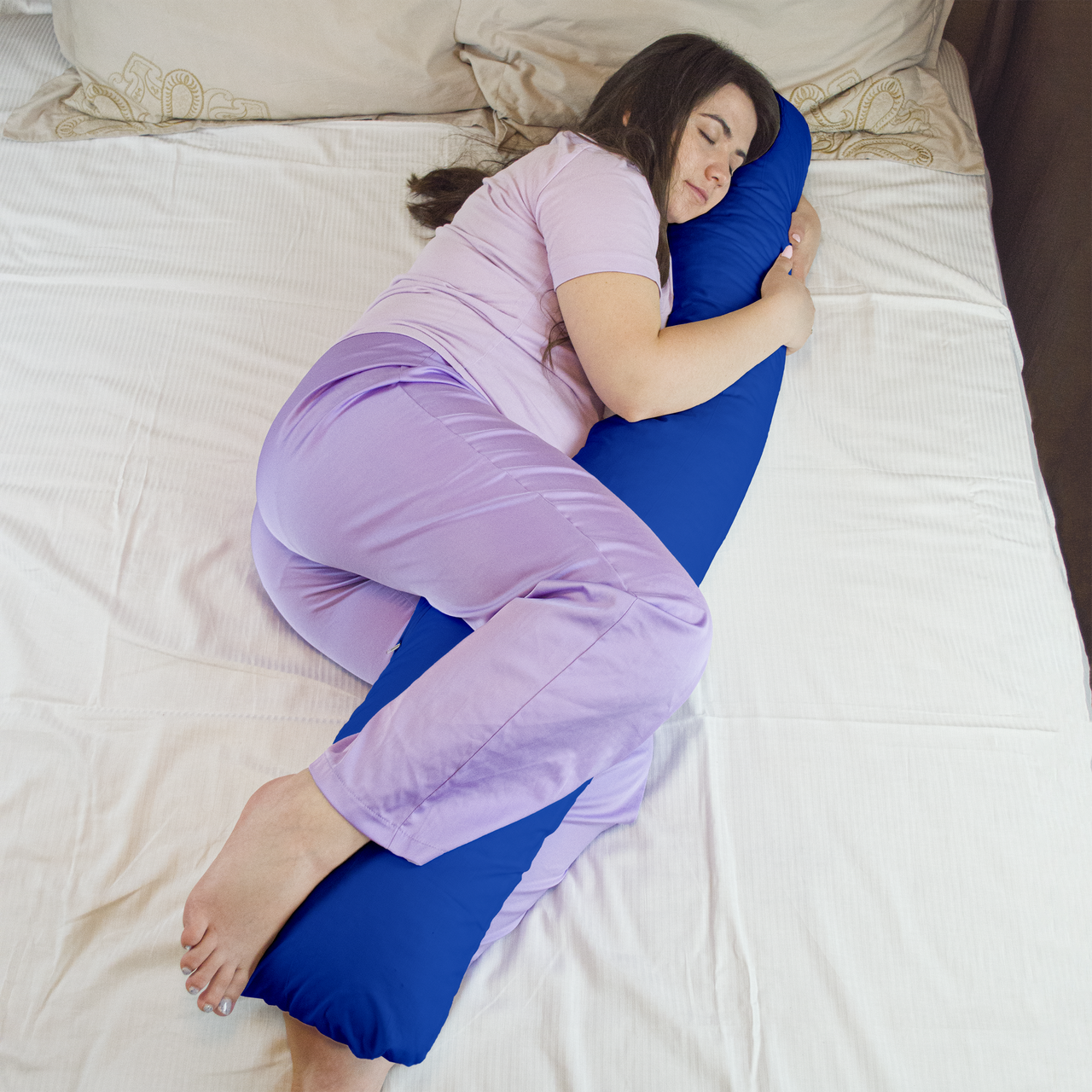 Подушка для всього тіла для сну та відпочинку для всієї родини I-mini 150х32 см Синя, фото 1