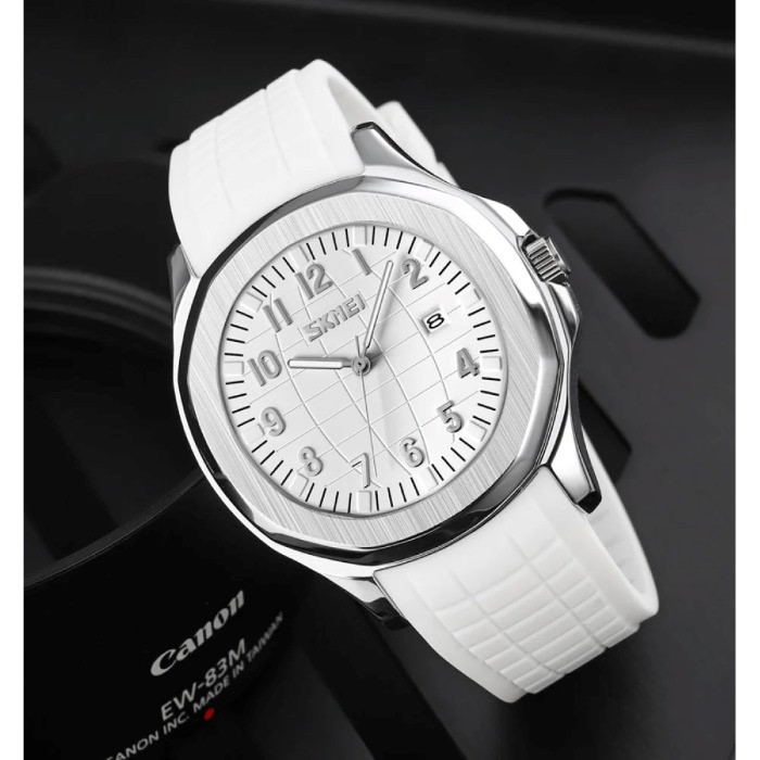 Чоловічий кварцовий годинник з датою Skmei 9286WT White