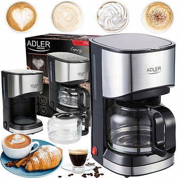 Крапельна кавоварка Adler AD 4407 — 0.7 л, 550 Вт, скляна колба, підігрів