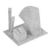 Підставка під гарнітур під сережки кільце кулон і ланцюжок та інша сіра велюрова висота 10 см розмір 12Х9 см