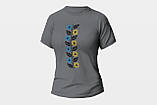 Футболка жіноча унісекс Stedman з принтом ВИШИВКА ГІЛКА КВІТІВ ЖОВТО-СИНЯ сіра, фото 3