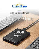 Портативний зовнішній жорсткий диск 500 Gb USB 3.0 UnionSine HD2515 для ПК / MacOS / PS4 / XBox. Оригінал!