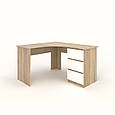 Письмовий Стіл кутовий 750х1200х1300 мм Дуб Сонома/Білий, фото 3