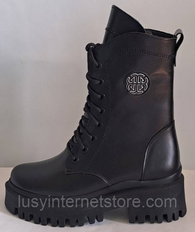 Черевики чорні жіночі зимові шкіряні від виробника модель БМ24-2125-1, фото 1