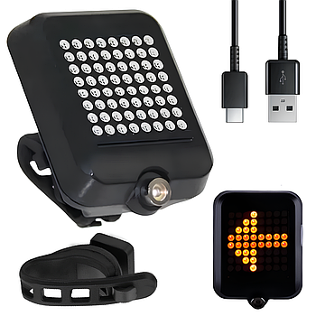 Велофара задня з автоматичним поворотніком, від USB, AQY-0100 / Велоліхтар задній / Велосипедний ліхтар