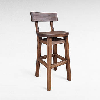Високий дерев'яний стілець зі спинкою Коричневий Полісандр барний табурет з натурального дерева для високої барної стійки Дублін