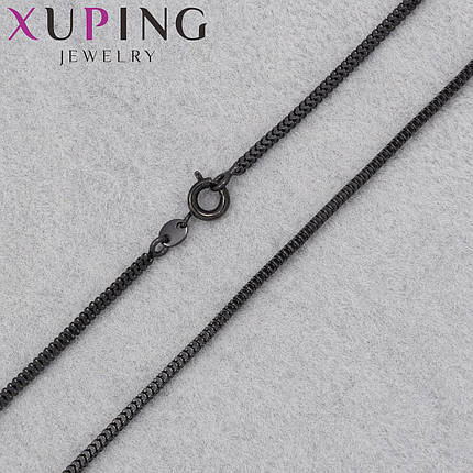 Цепочка Xuping Jewerly длина 45 см ширина 2 мм медицинское золото черного цвета снейк застёжка шпрингель, фото 1