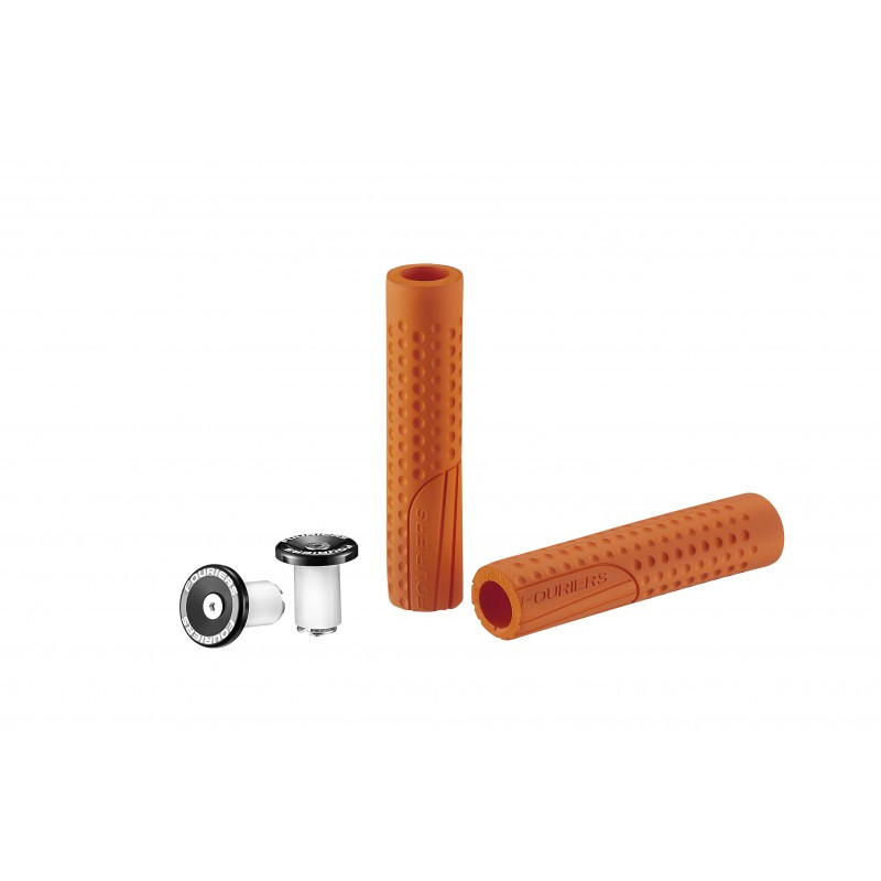Ручки керма Fouriers Silicone Grip 30х130мм 74 г/пара з/заглушення з/болт оранж неон (GT)