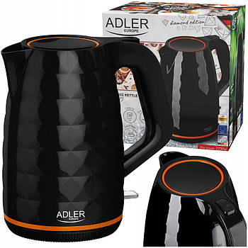 Электрочайник Adler AD 1277 Black — 1,7 л, 2200 Вт, скрытый нагревательный элемент, подсветка