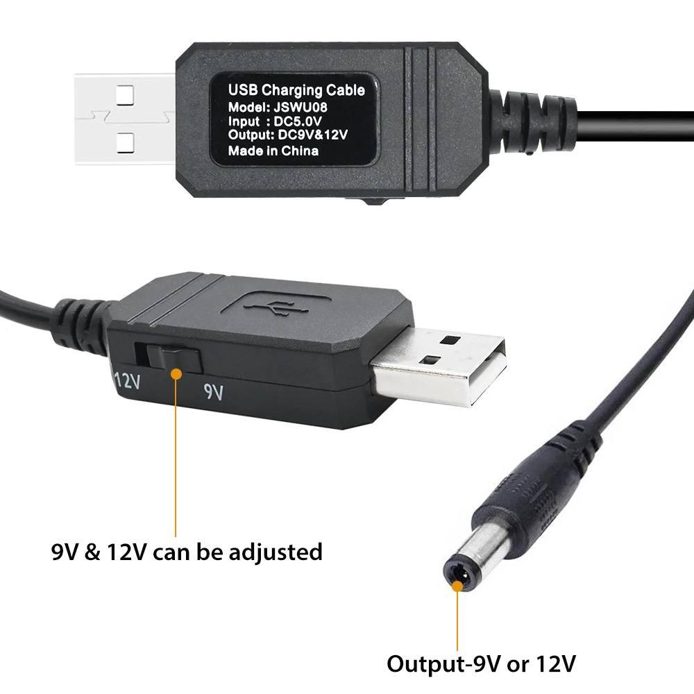Кабель для роутера із перемикачем 9/12вольт DC 2.1x5.5mm USB 5V-9/12V