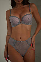 Комплект жіночої білизни Mandhari. Чашки В C Д. Колір сірий, фото 4