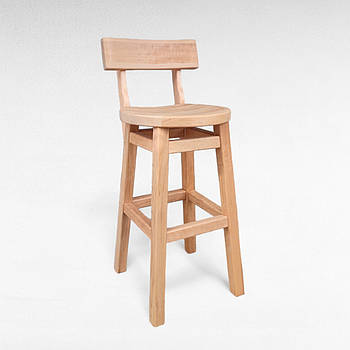 Високий дерев'яний стілець зі спинкою Бежевий барний табурет з натурального дерева для високої барної стійки Дублін