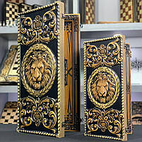 Нарди подарункові Лев 64×32×4см ручне різьблення, фото 9