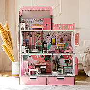 Великий набір лялькових меблів NestWood для Барбі рожево-м'ятний 32 од, фото 8