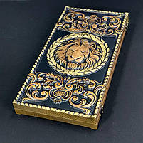 Нарди дерев'яні ручної роботи 46×23см Лев подарункові, фото 4