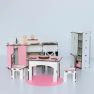 Великий набір лялькових меблів NestWood для Барбі рожево-м'ятний 32 од, фото 2