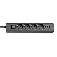 Мережевий фільтр-подовжувач СolorWay 4 розетки/3USB (2USB-A + 1 TYPE-C) Black 2M (CW-CHE432PDB), фото 4