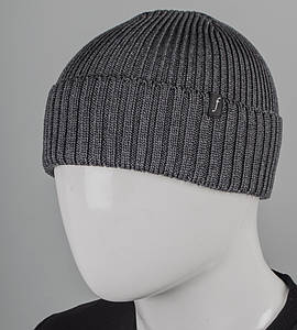 Бавовняна шапка резинка з відворотом (с2409), Графіт