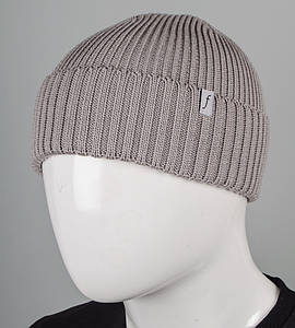 Бавовняна шапка резинка з відворотом (с2409), Св. Сірий