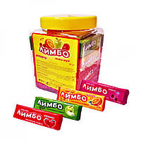 Жувальна цукерка "Лімбо" асорті: Полуниця, Апельсин, Вишня, Тропік, Яблуко (банка, 40 шт.) 8 уп/ящ