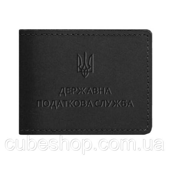 Шкіряна обкладинка для посвідчення Державної податкової служби (чорна) шкіра Crazy Horse