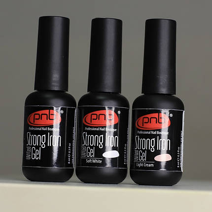 Strong Iron Гель для нарощування нігтів моделюючий PNB 8 мл light cream, фото 2