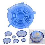 Силіконові кришки для зберігання продуктів 6 штук Набір силіконових багаторазових кришок для зберігання їжі, фото 4