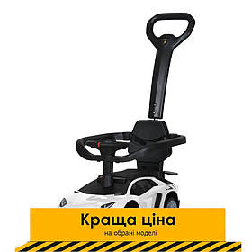 Каталка-толокар з батьківською ручкою (музика, світло, сигнал) M 5777EL-1 Білий
