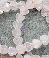 Рожевий кварц серце 6 мм/нитка 39 см тонований/приблизно 64 намистини