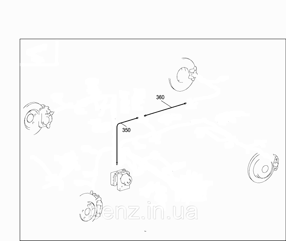 Гальмівна трубка від блоку ABS до правого заднього колеса Mercedes W212 A1234209028, A1234207028