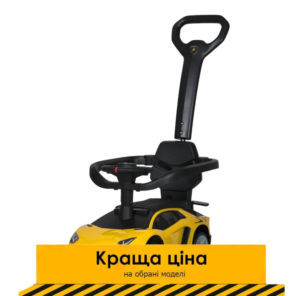 Каталка-толокар з батьківською ручкою (музика, світло, сигнал) M 5777EL-6 Жовтий