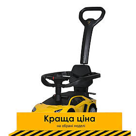 Каталка-толокар з батьківською ручкою (музика, світло, сигнал) M 5777EL-6 Жовтий