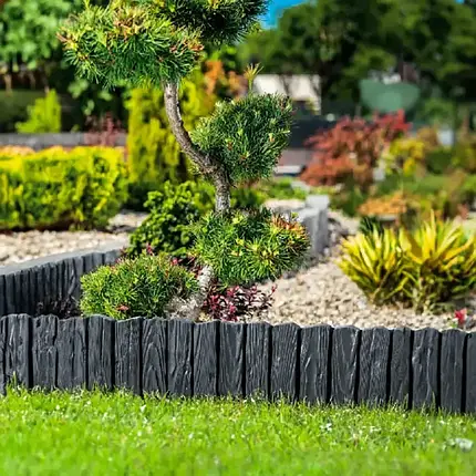 Декоративний парканчик GardenPlast Wood Palisade 2,32 м (Польща) Антрацит, фото 1
