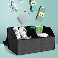 Автомобільний органайзер Lesko 5699 Black 66*32*29 см місткий два відділи для зберігання з ручкою 2 шт., фото 3