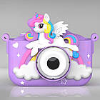Дитячий цифровий фотоапарат + чохол Єдиноріг, 5Мп, 1280х720HD, X2A, Фіолетовий / Фотокамера для дітей, фото 4