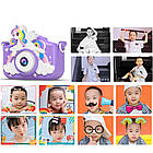 Дитячий цифровий фотоапарат + чохол Єдиноріг, 5Мп, 1280х720HD, X2A, Фіолетовий / Фотокамера для дітей, фото 5