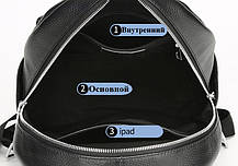 Чоловічий шкіряний рюкзак Feidikabolo чорний, міський ранець з натуральної шкіри, фото 2