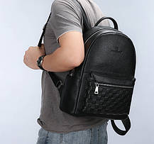 Чоловічий шкіряний рюкзак Feidikabolo чорний, міський ранець з натуральної шкіри, фото 5