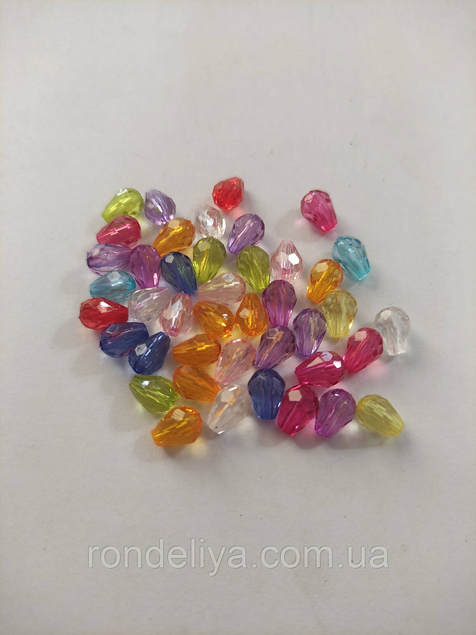 Намистини акрил прозорі "Капля" 8х6 мм Асорті 50 г ~ 160 шт, фото 1